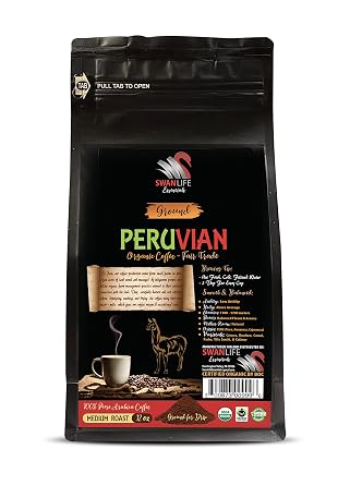 ground coffee low acid - PERUVIAN GROUND ORGANIC COFFEE, fair trade, 100% arabica, medium roast, low acidity - organic coffee ground low acid, 3 Bags (36 OZ)