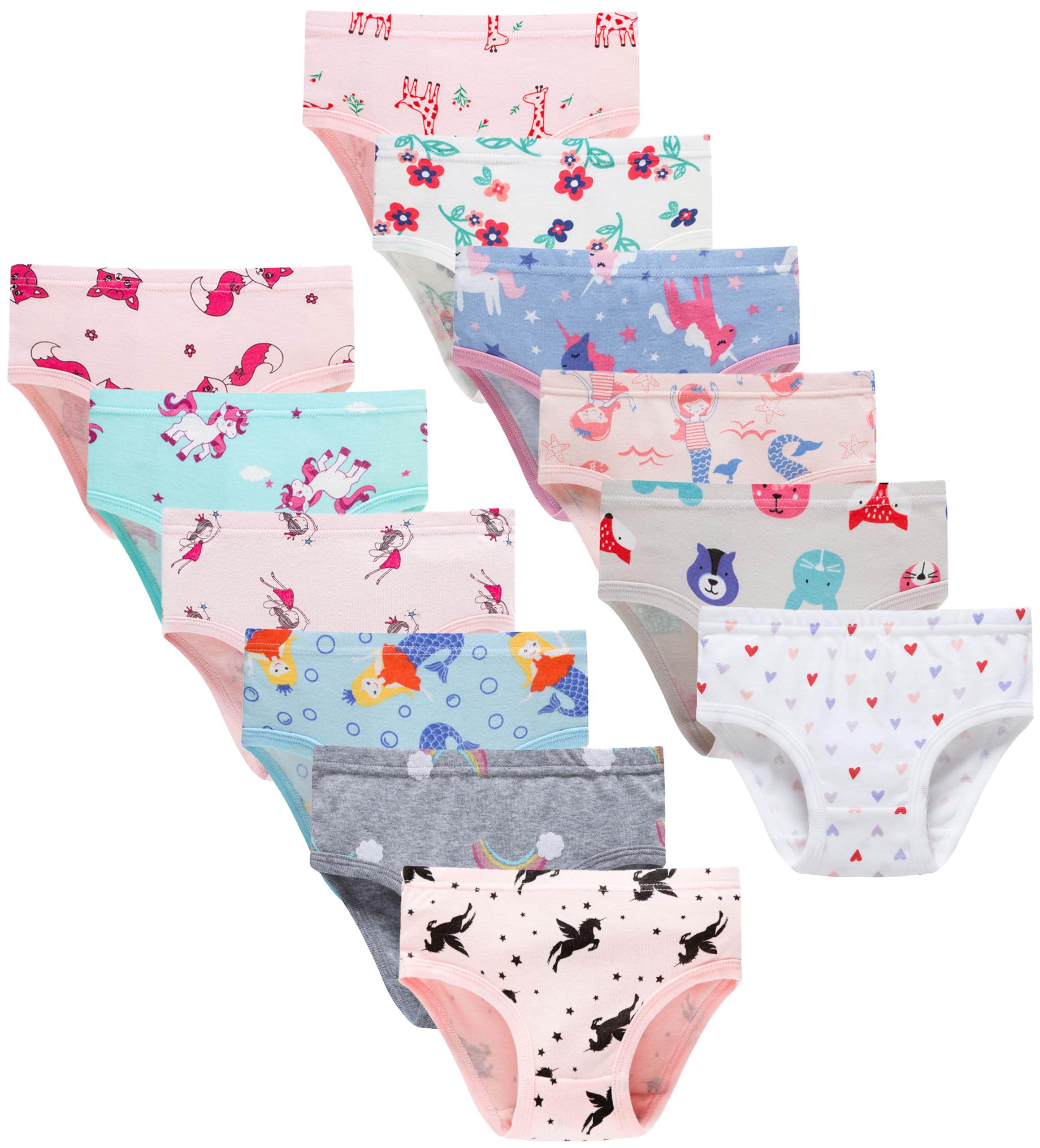 Girls Soft Underwear Toddler Kids Briefs Cotton Panties 12-pack