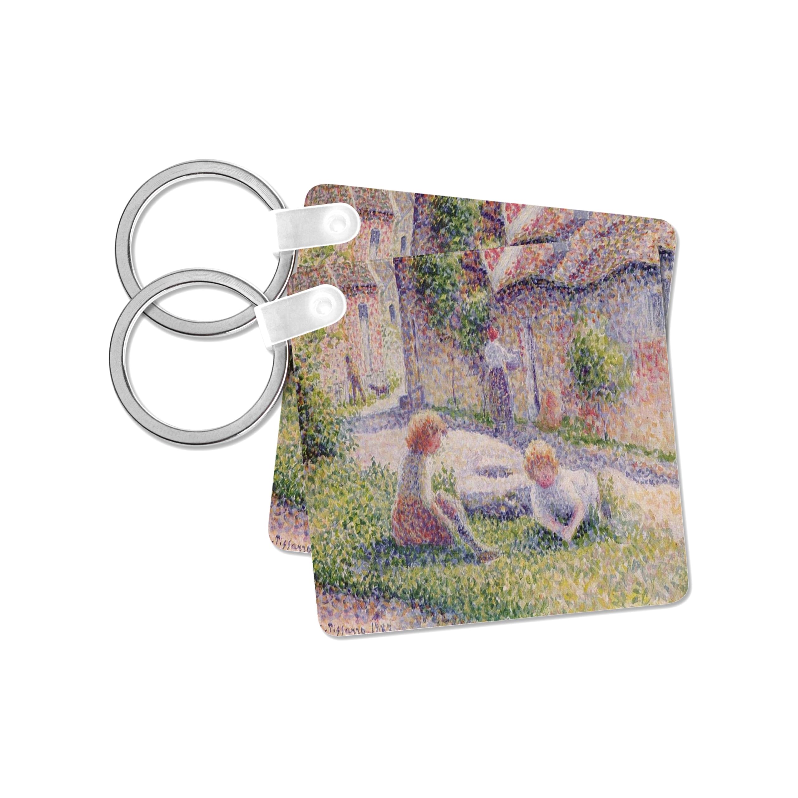 3dRose, Picture Of Pissarro Painting Children In The Garden, set of 2 Key Chains