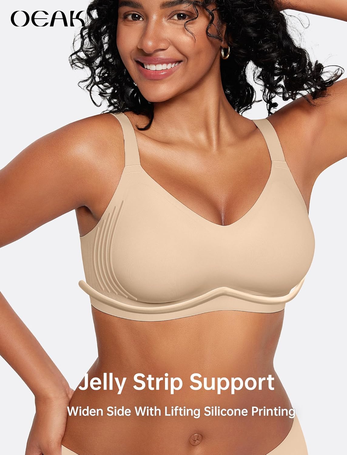 OEAK Womens Wireless Seamless Bras Full Coverage Supportive Lounge Bra Push Up Plus Size Everyday Bra Comfortable Tshirt Bras