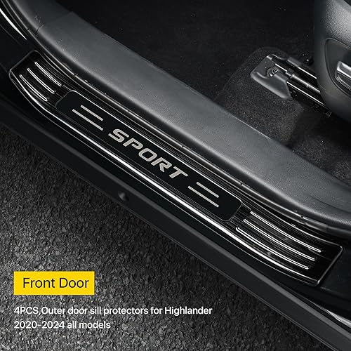 Miniatura 2 de Protector de umbral de puerta de acero inoxidable 304 de alta calidad, accesorios para Highlander, no para Grand Highlander 2024, 2023, 2022, 2021,
