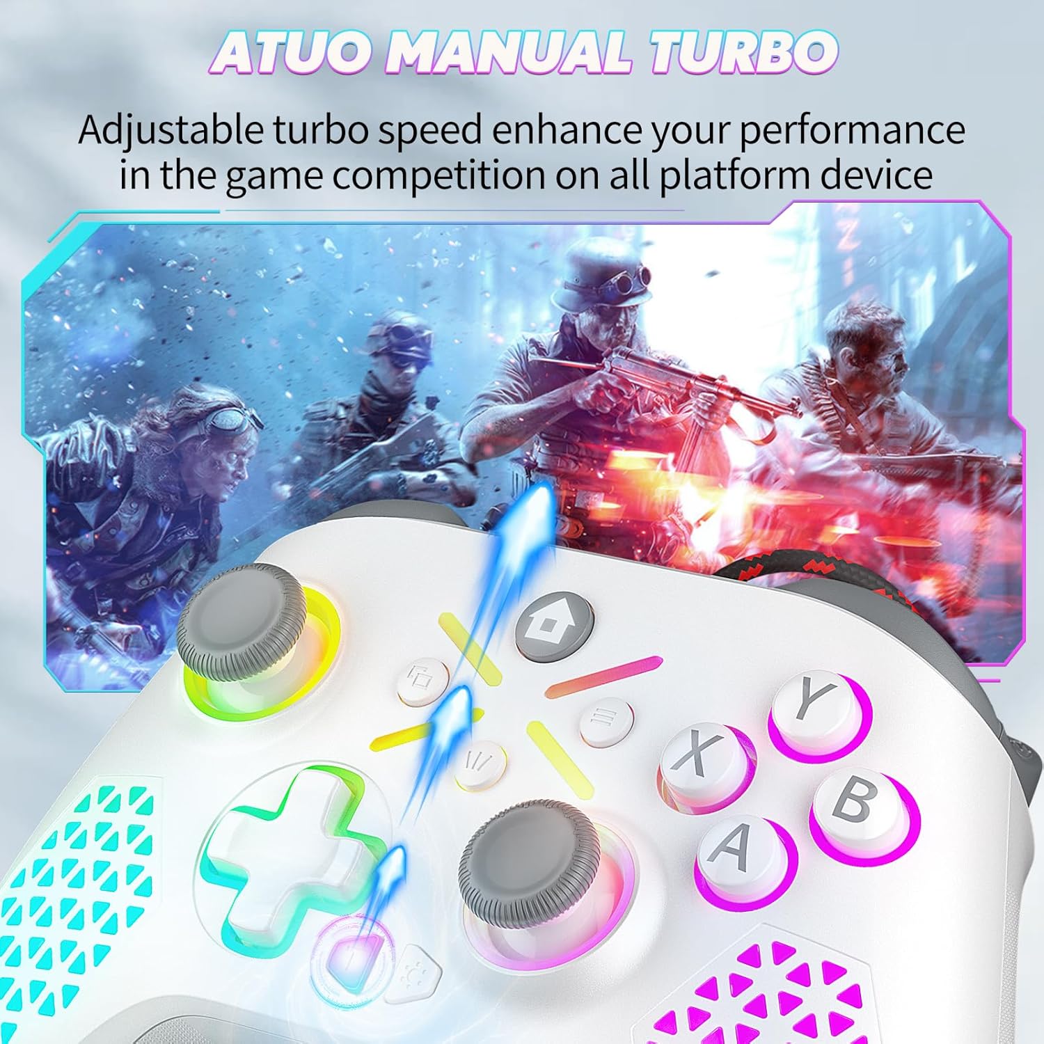 LENISUOLE RGB Wired PC Controller for Windows PC 10/11/Steam Platform,Built-in Dual Vibration/Headset Jack/Turbo (Connecting to Xbox Consoles is Not Supported at this Time)