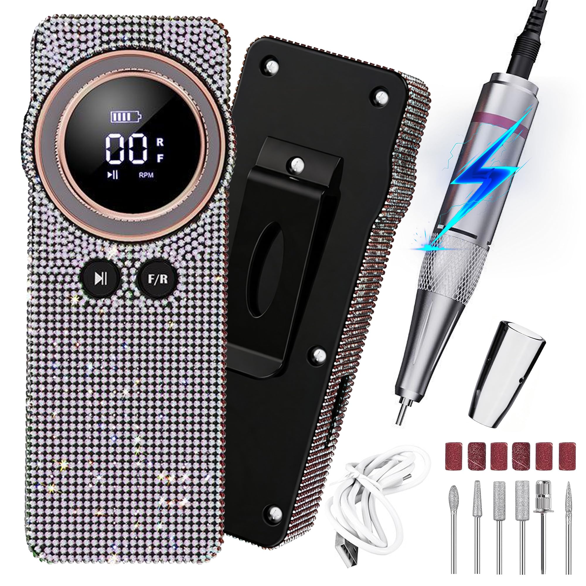BQ-108 Nagelfräser für gelnägel,Elektrische Nagelfeile (Strass-Version)