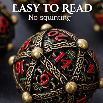 Metal Dice Set for DND - Cthulhu Round Hollow Orb Design for Better Rolling
