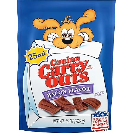Canine Carry Outs Bacon Flavor Dog Snacks, 25 Ounce Bag, Pack of 6