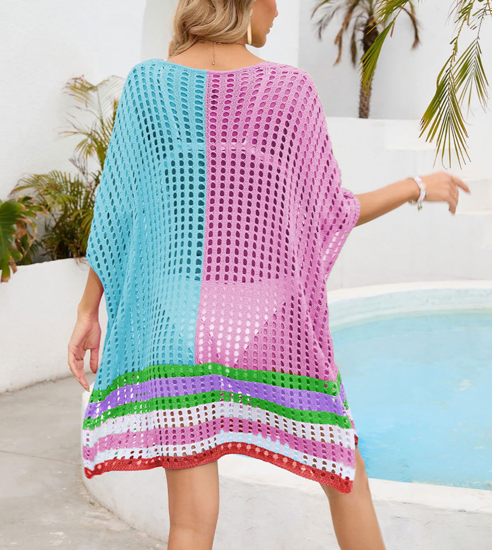 Vestito Estivo da Spiaggia da Donna Copricostume in Maglia con Intagli Top Copricostume Bikini A Taglio Largo
