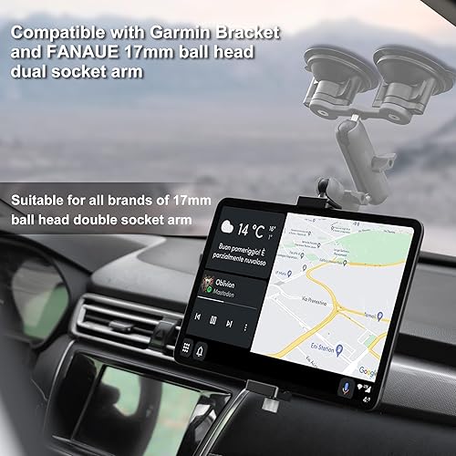 Miniatura 4 de FANAUE Soporte para trípode para iPad con cabezal de bola de 0.669 in, compatible con brazo de doble enchufe y soporte para automóvil, soporte