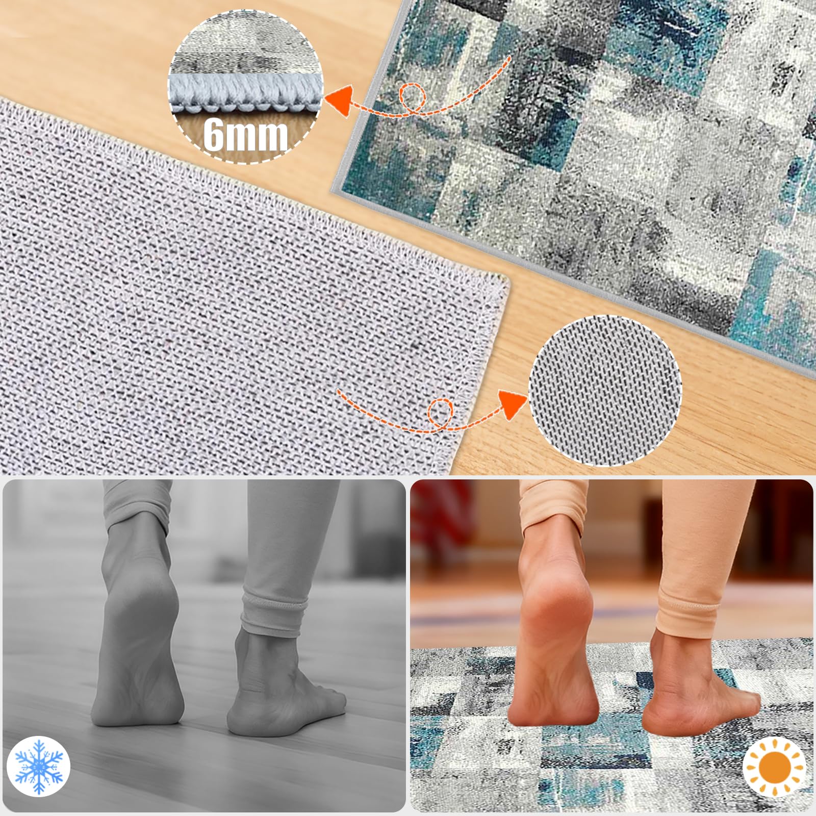 Tappeto Salotto Antiscivolo Tappeti a Pelo Corto Tappeti Camera da Letto Tappeto Soggiorno Tappeti Lavabile in Lavatrice Carpet Moderno Geometric Rombo Carpet Cameretta Ufficio 130 x 140cm