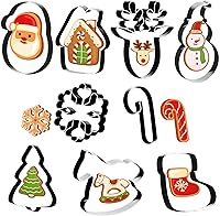 OHOME 9-Piece Stainless Steel Christmas Cookie Cutters Set - Santa, Snowman, Candy Cane, Gingerbread for Baking, Parties & Navidad Decor