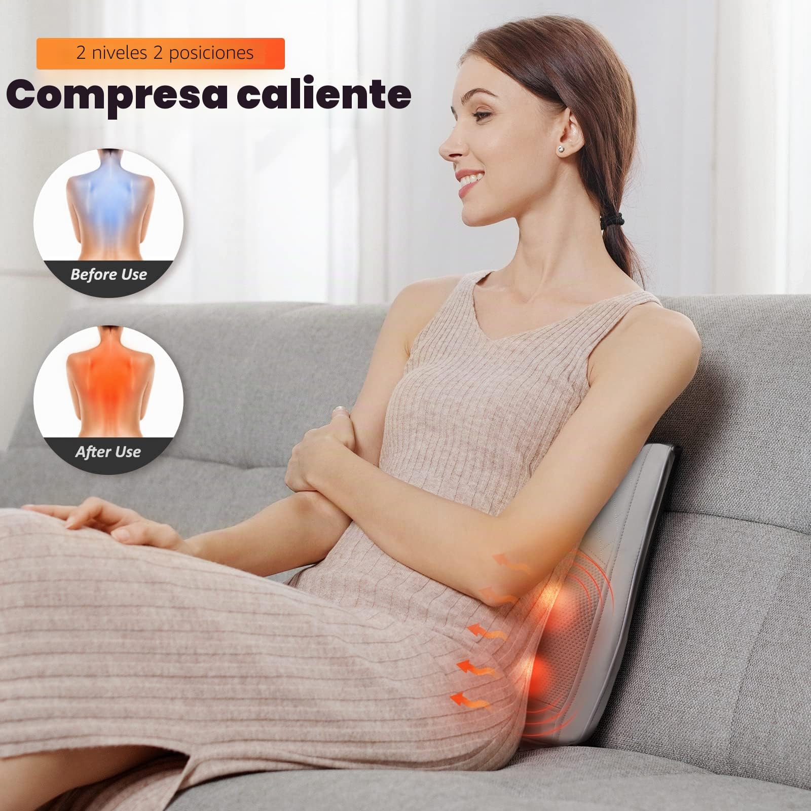 Masajeador Cervical y Espalda con Calor, 3D Shiatsu Amasamiento Masaje, Cervical que Alivio del Dolor Cuello Hombro Espalda Piernas, Regalos Originales Hombres Mujer Madre Papa Amigos