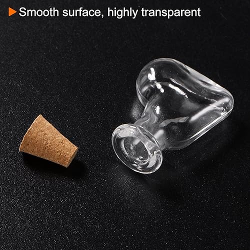 Miniatura 5 de HARFINGTON 20 mini botellas de vidrio con tapones de corcho oblicuamente en forma de corazón, pequeños frascos de vidrio transparentes transparentes