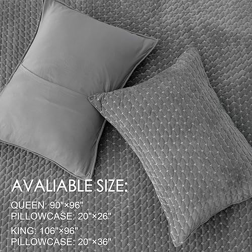 Miniatura 6 de Powdion Juego de edredón de terciopelo tamaño King, juego de ropa de cama acolchado de gran tamaño, juego de colcha suave y lujoso edredón de