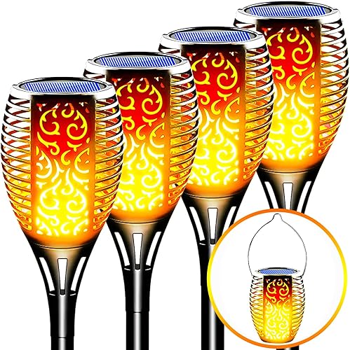 Luces solares para exteriores, linterna solar grande con llama parpadeante, efecto fuego, decoraciones de Halloween, linternas colgantes 3 en 1,