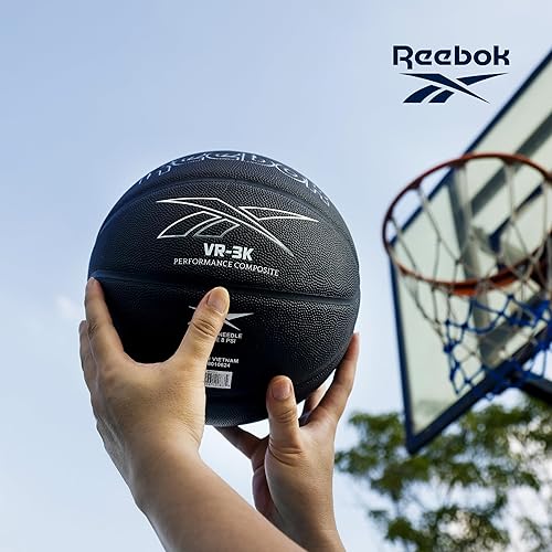 Vista 7 de Reebok Balón de baloncesto de tamaño oficial, cuero compuesto, agarre antideslizante, retención de forma constante, incluye bomba y aguja, Serie