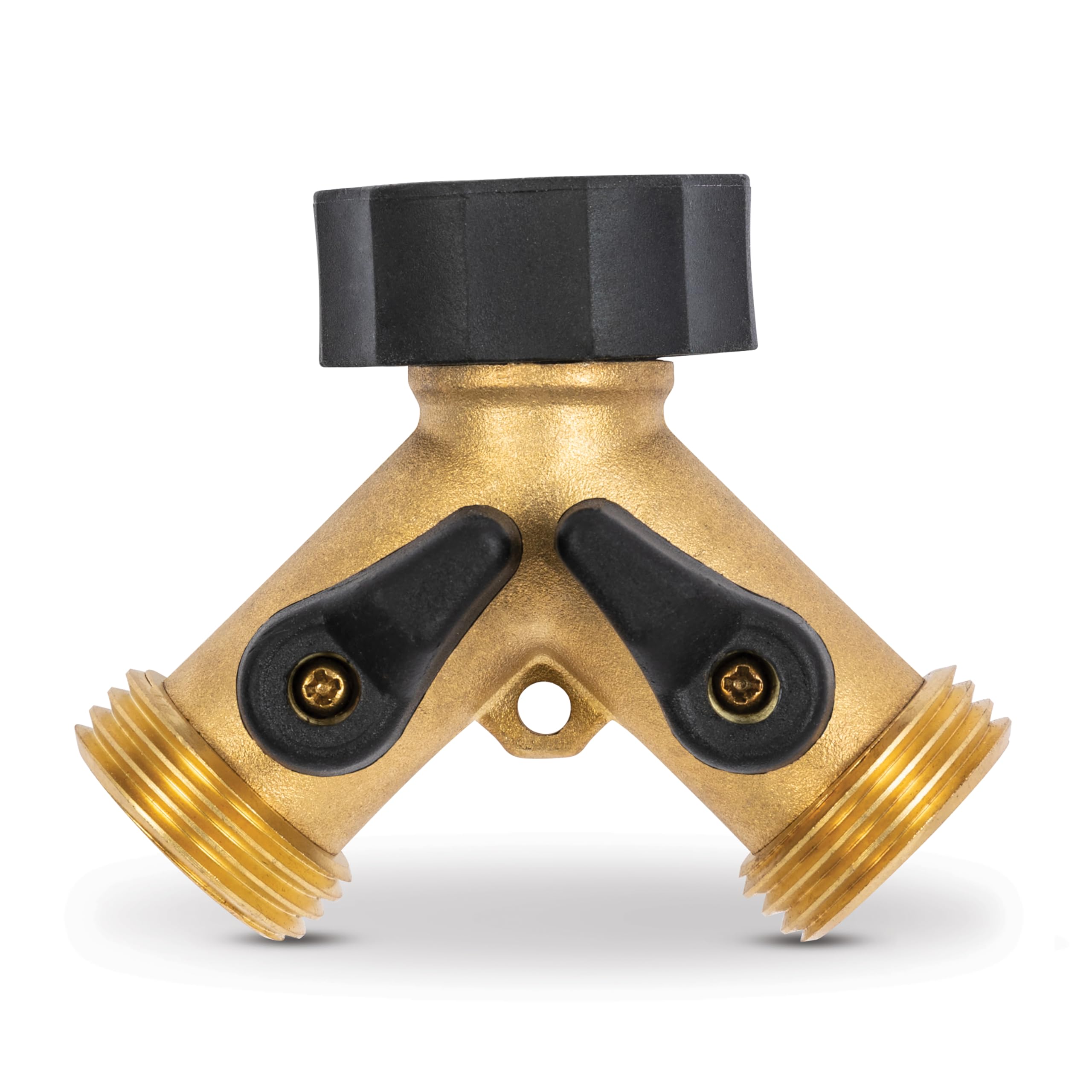 Gilmour Heavy Duty 2 Way Garden Hose Splitter, Dual Water Hose Splitter with Shut Off Valve, Brass Water Manifold
