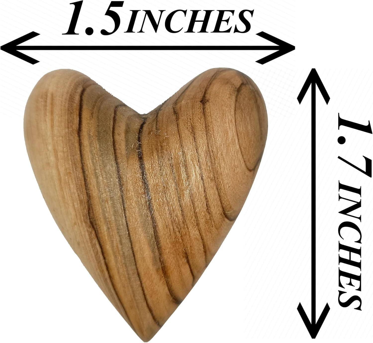 Zuluf Olive Wood Heart Wooden Carved Heart Wedding Gift Valentine Day Gift Made in Bethlehem with Certificate 1.7 x 1.5 Inch - Image 2
