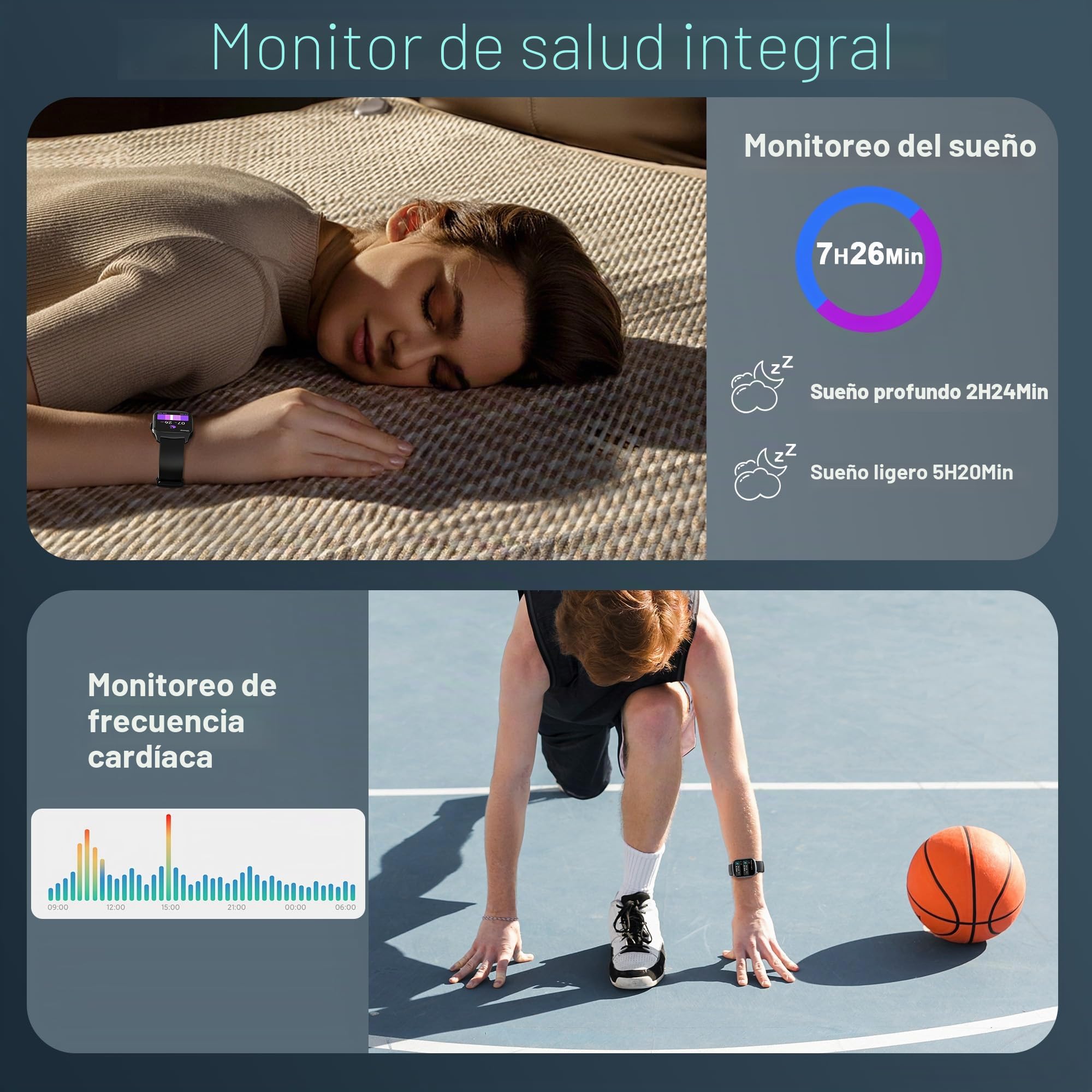 STECEi Smartwatch Hombre Mujer, Pantalla Curva HD de 1,95", Reloj Inteligente con Contestar/Realizar Llamadas, 112 Modos Deportivos, Podómetro/Sueño/Frecuencia Cardíaca, IP68 Sumergible, Negro