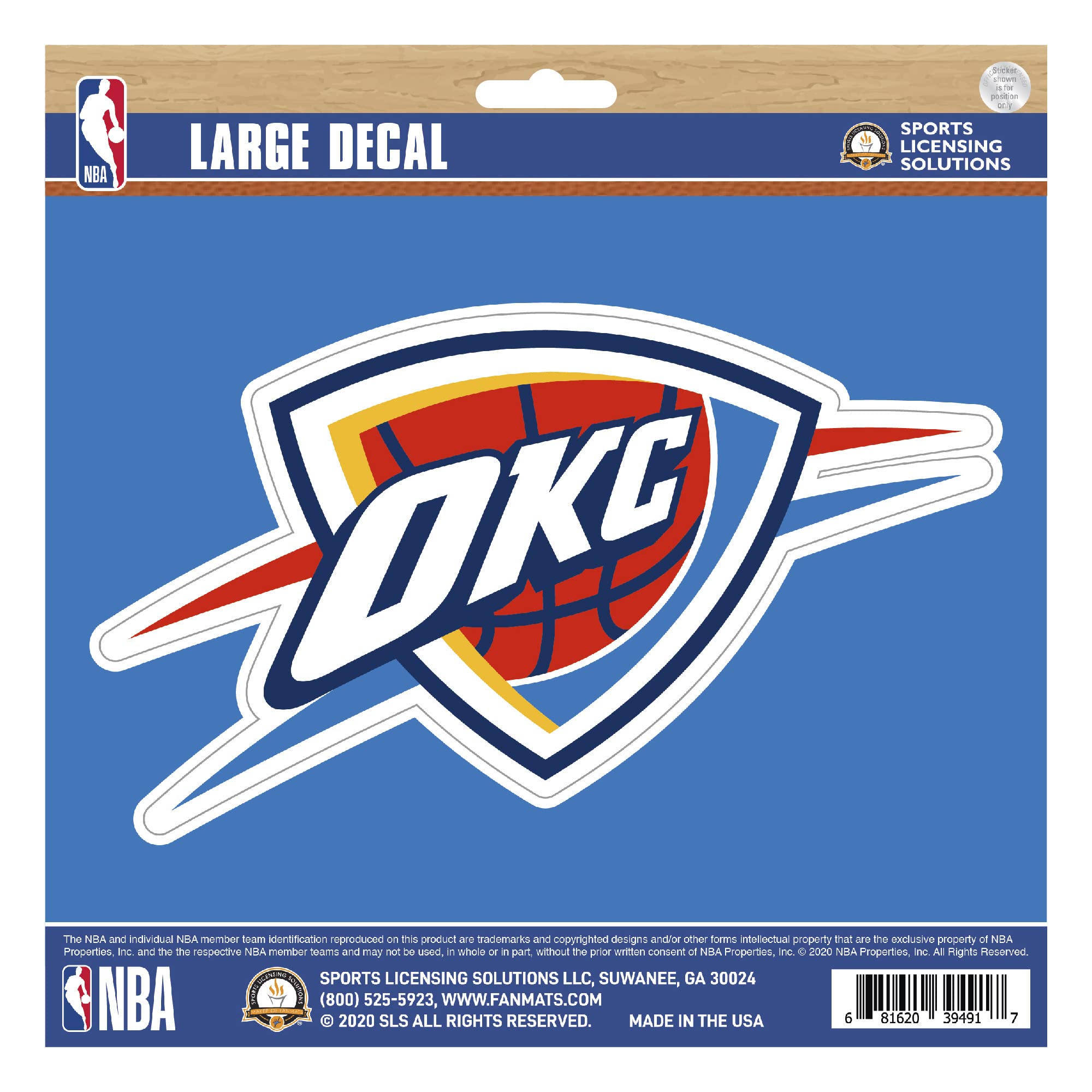 Autocollant Oklahoma City Thunder FANMATS 63255 grand format pour fan NBA