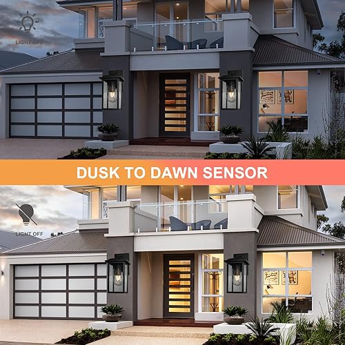 Miniatura 5 de Diyel Paquete de 2 luces de pared para exteriores del anochecer al amanecer, lámparas de luz exterior, lámparas de porche para exteriores, montaje