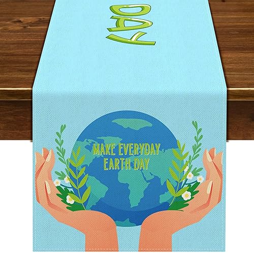 Nepnuser Camino de mesa del Día de la Tierra de 72 pulgadas de largo para decoración de fiesta del día de la tierra, protección del medio ambiente,