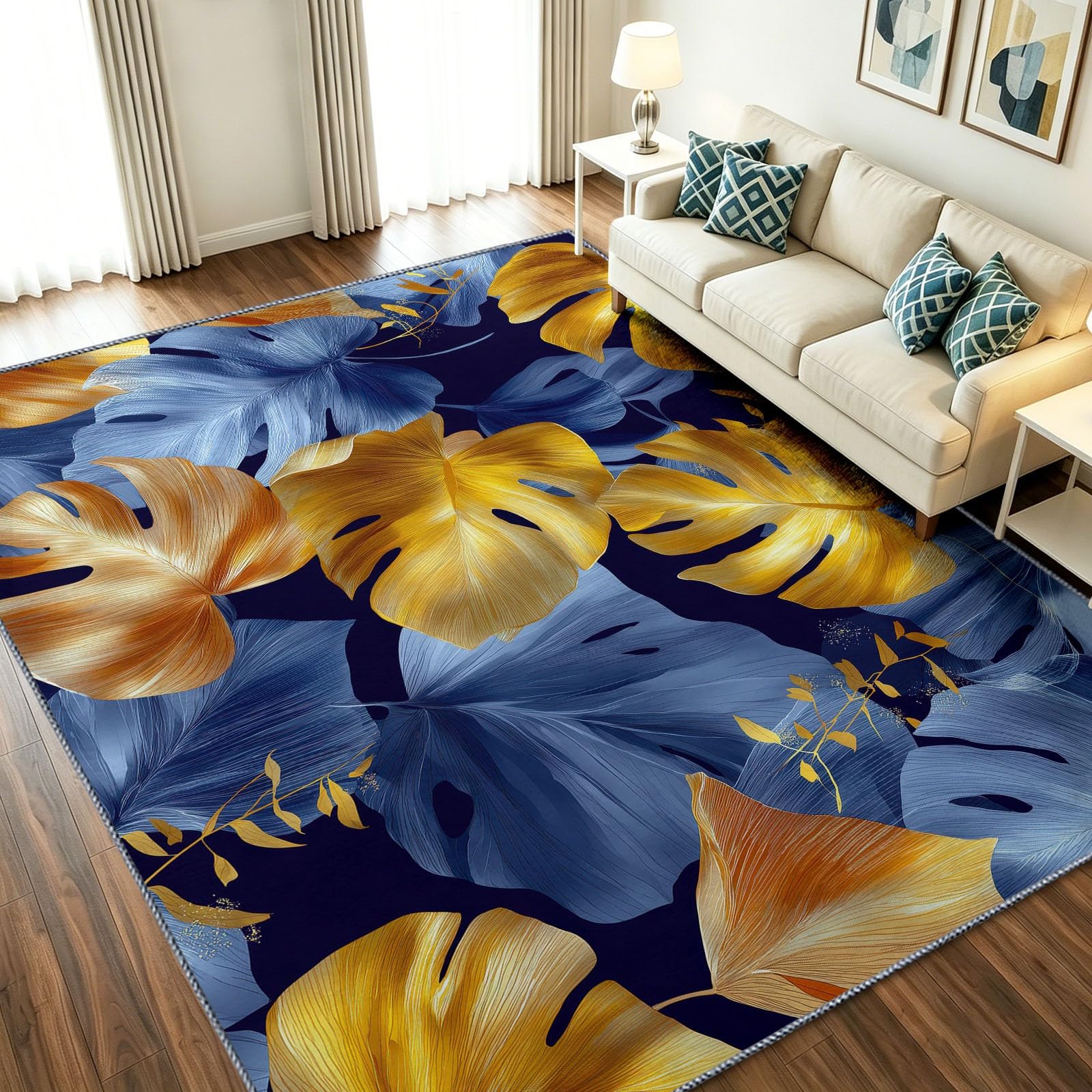 Tapis de cuisine antidérapant et lavable motif monstera 80x150 cm