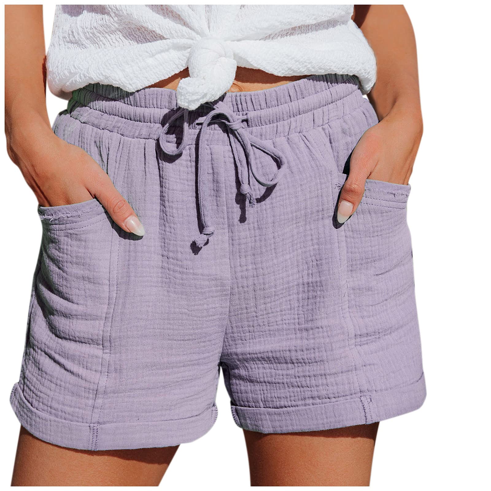 Gyaimxfu 2024 Pantalones Cortos Mujer,Shorts Mujer Sueltos con Bolsillos,Verano Frescos Tallas Grandes Pantalón Corto Bermudas Elegante para Diario Salir Playa Gimnasia de Culturismo