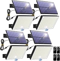 Vista 8 de 400 luces solares LED para exteriores, luces solares impermeables IP67 con cable de 16.4 pies, 3 modos y sensor de movimiento de control remoto, luz