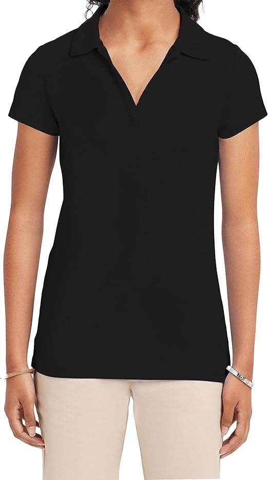 IZOD Women's Uniform Short Sleeve Polo Shirt, Button Closure, Moisture Wicking Performance Material & Fade Resistant