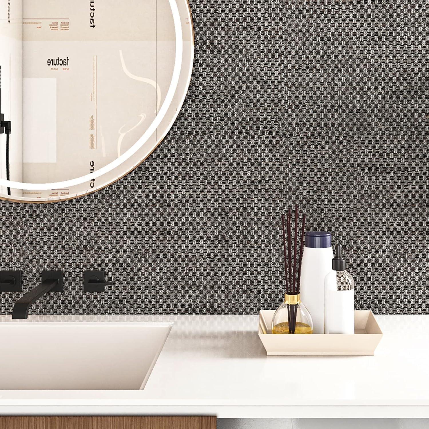 ReWallpaper Dark Gray Peel and Stick Wallpaper Modern Grasscloth