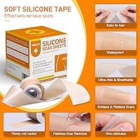 Vista 4 de Hojas de silicona para cicatrices (1.6 x 120 pulgadas), rollo de cinta de silicona médica para cicatrices, tiras, parche, vendaje, tratamiento