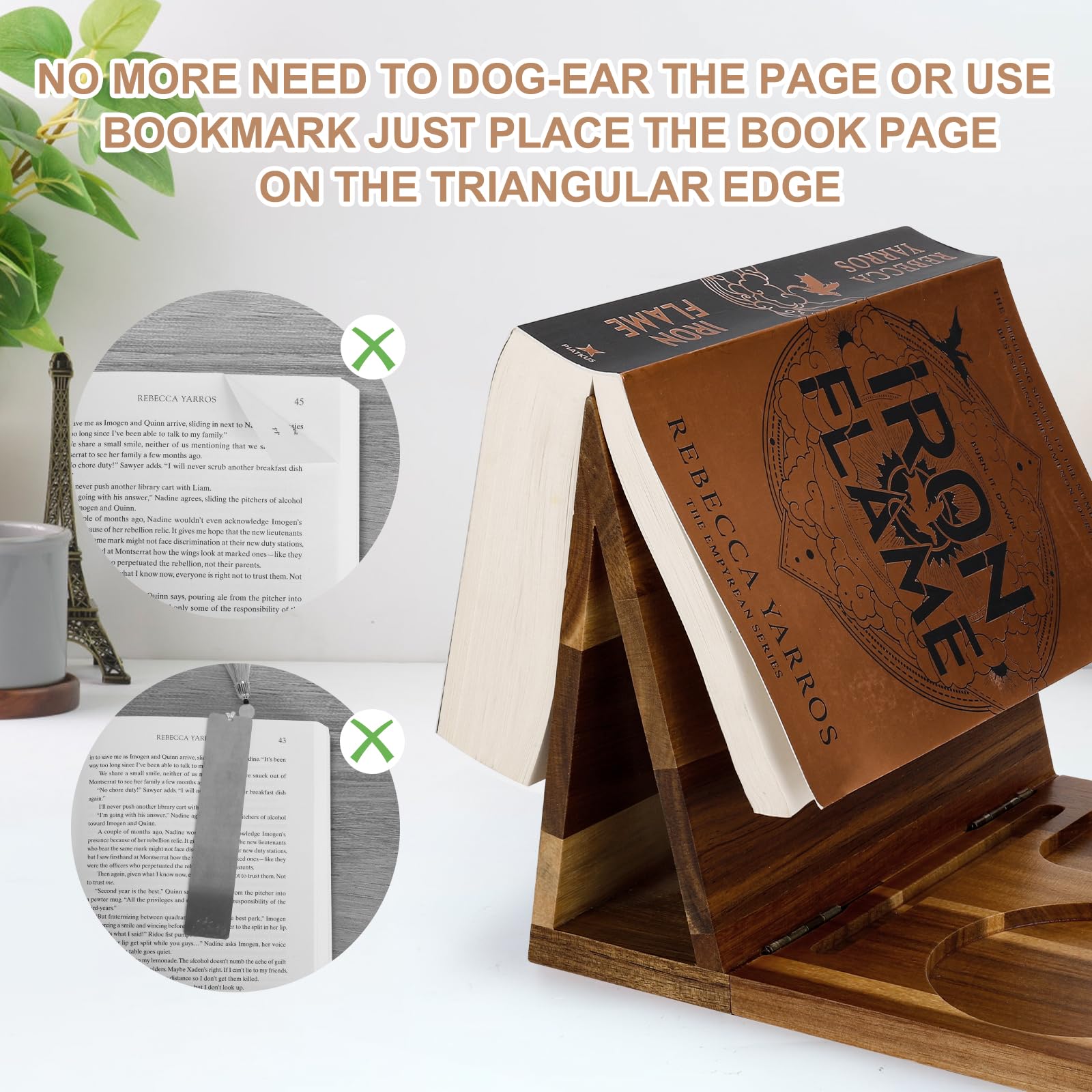 Support de livre en bois pour repose-page, valet de lecture unique avec tasse, lunettes et porte-stylo, idée cadeau pour les amateurs de livres