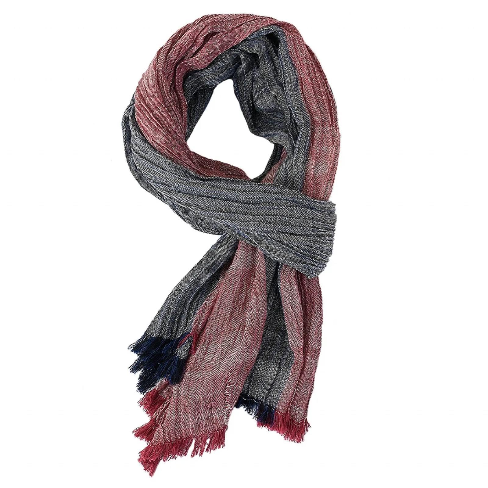 Schals Tücher Halstuch Scarf Designer Mode Männer Schal Gestreiften Baumwolle Leinen Männer Schals Herbst Winter Warme Männlichen Schal