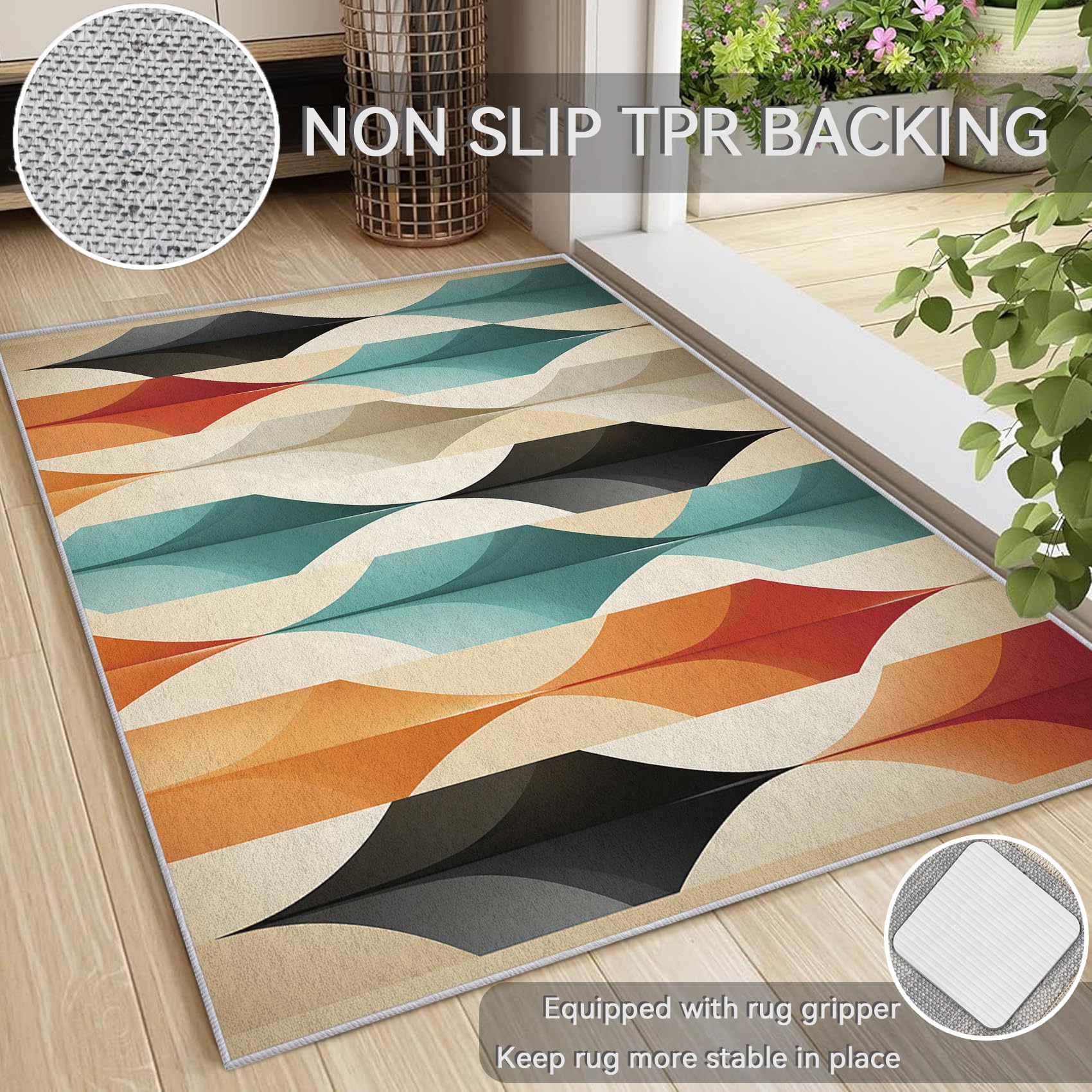 Amazon.com: Mid Century Rugs for Living Room 7x7, Retro Geometric