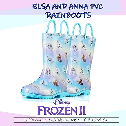 Miniatura 4 de Disney Frozen 2 Girls' Anna, Elsa & Olaf Waterproof PVC Rain Boots with Easy-On Handles Pink & Purple Toddler & Little Kid Sizes