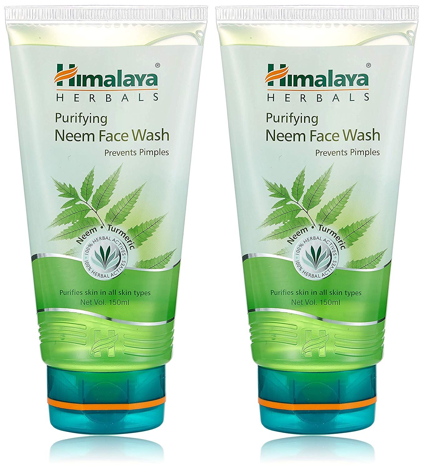 Purifying Neem Face Wash, Normal to Oily Skin with Turmeric, Vegan, Soap Free, Paraben Free, Dermatologically Tested, SLS/SLES Free, 5.07 Fl Oz., 150 mL, 2 Pack