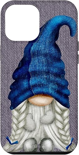 iPhone 14 Plus Funny Gnome Girl con jeans azules para mujer lindo estuche de mezclilla