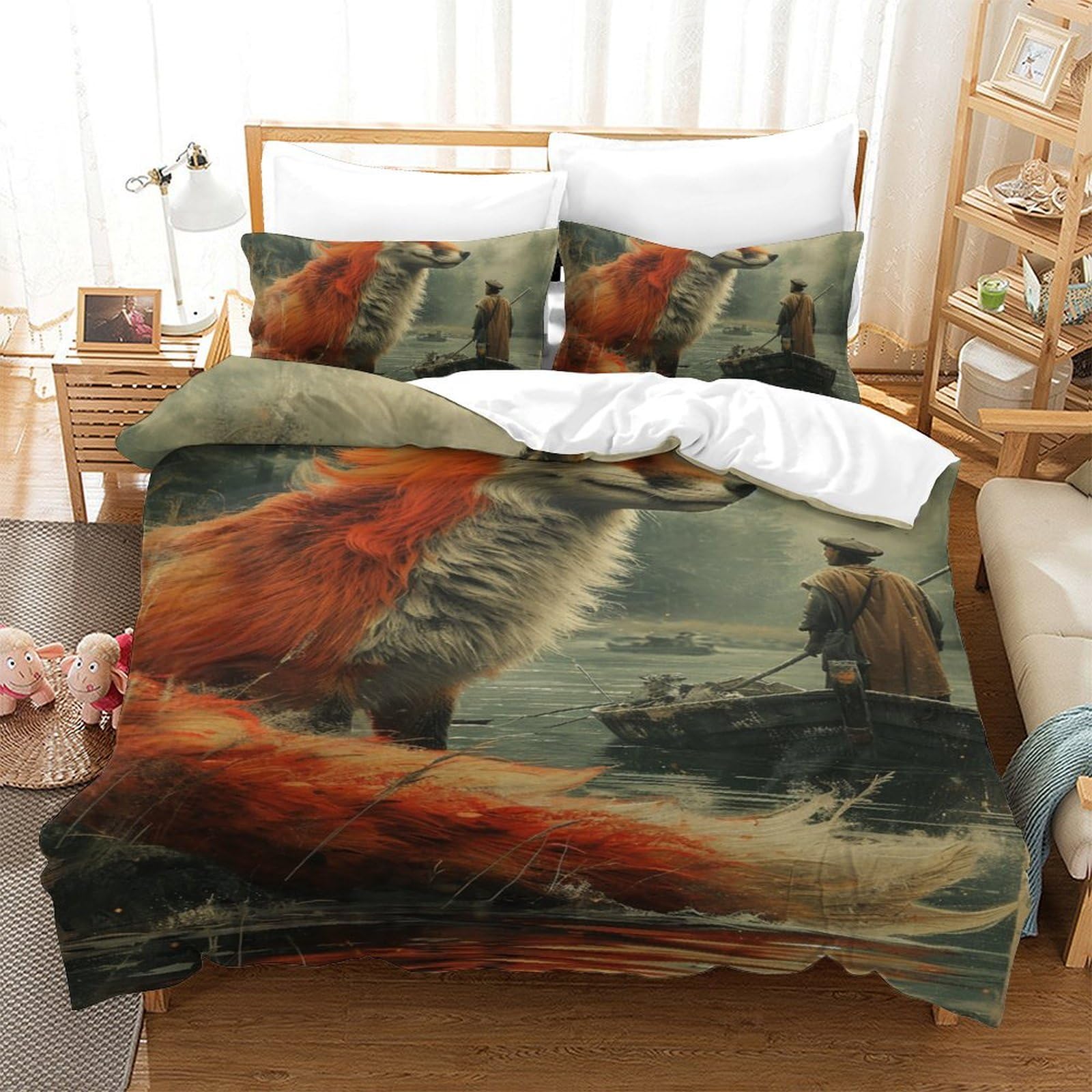 Ensemble de literie 3D renard de la jungle pour transformer la chambre d'enfant en oasis