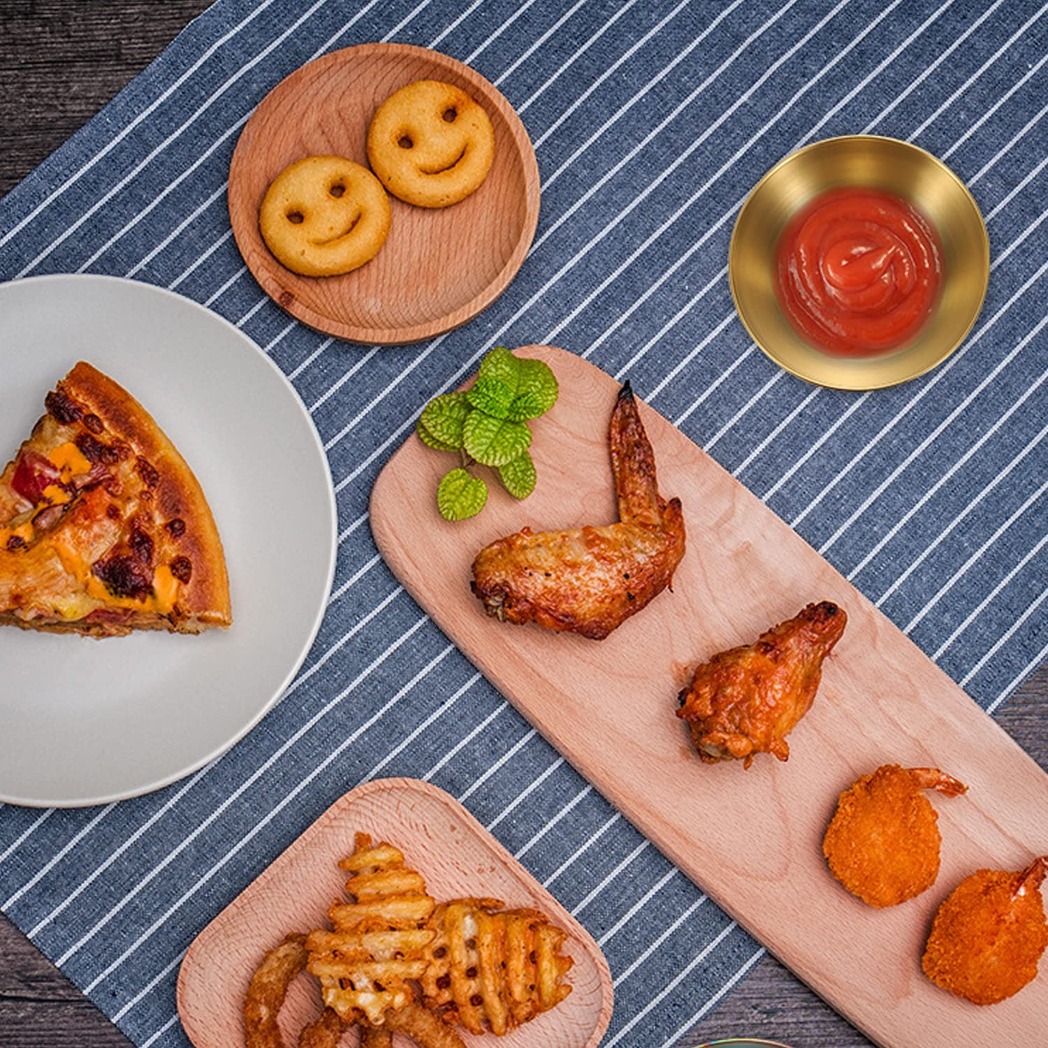 5 Pièces Petits Bols à Sauce Acier Inoxydable Doré - Coupelles Rondes Pour Apéritifs Et Condiments