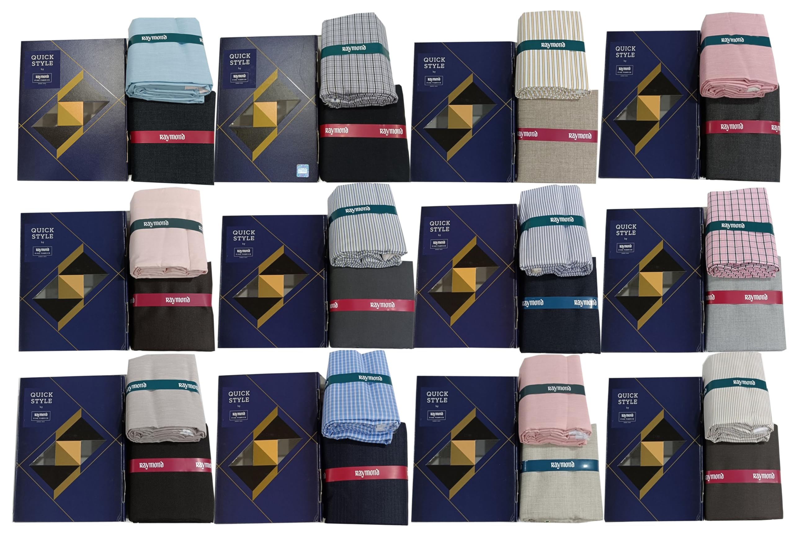 raymond fabrics Pack of 12 Premium Unstitched Shirt & Pant Fabric Set by Raymond | Assorted Designs & Colors | Formal & Casual Wear Material Combo for Men-picture-31