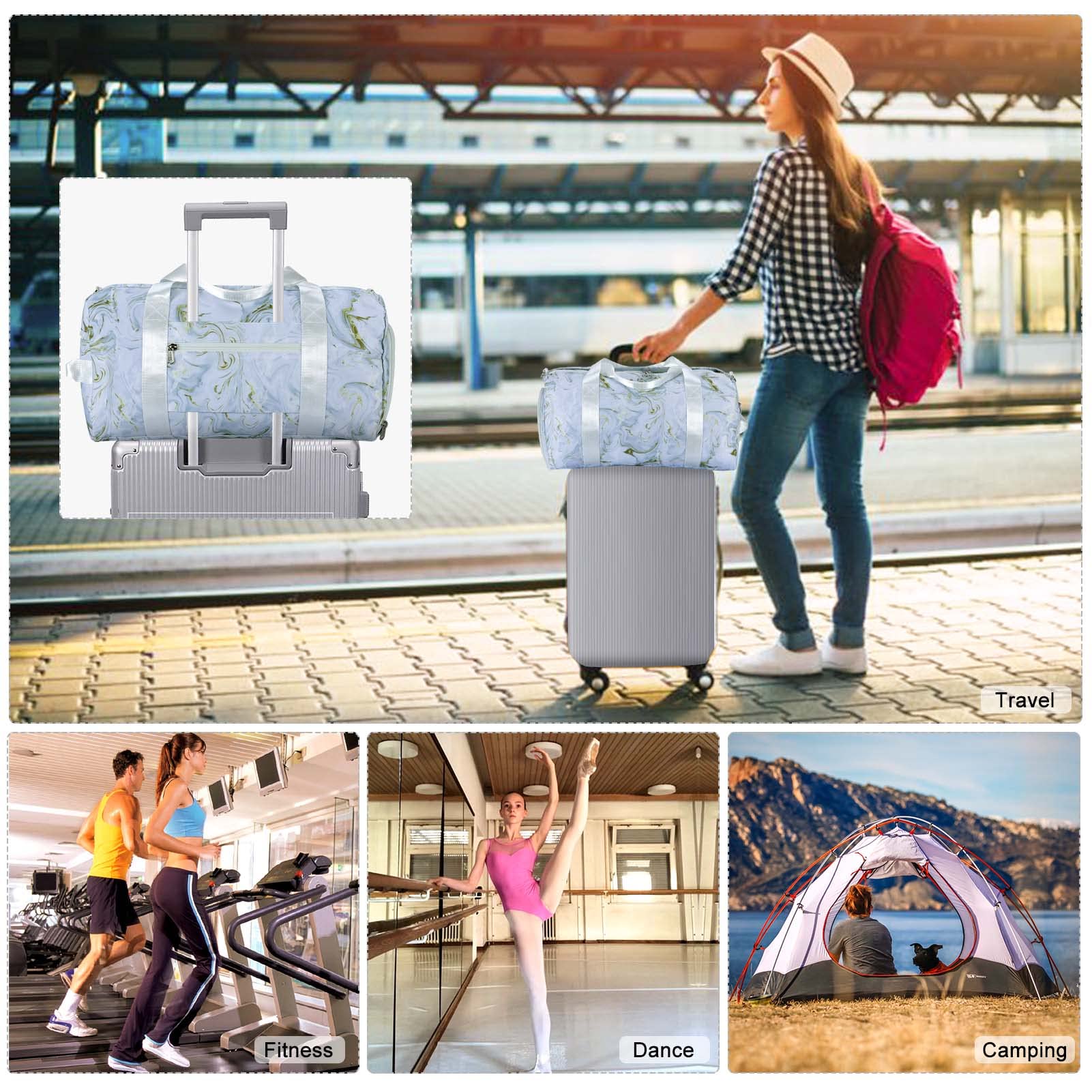 Torba podróżna unisex z kieszenią na mokrą i przegródką na buty, wodoodporna sportowa torba na siłownię, duża torba weekendowa, na noc, lekka torba sportowa, składana torba na bagaż podręczny,