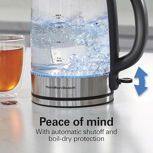 Miniatura 4 de Hamilton Beach Tetera eléctrica, caldera de agua y calentador, 1.8 litros, servicio inalámbrico, 1500 vatios para hervir rápido, apagado automático