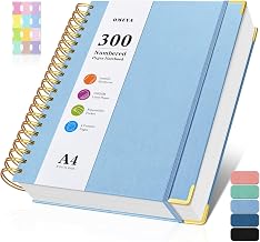 Spiral Notebook 8.5" x 11", 300 Numbered Pages Notebooks College Ruled with Tabs, Hardcover Leather Lined Journal for Women Men, 100GSM Thick Journals for Writing, Large A4 Notebooks for Work School