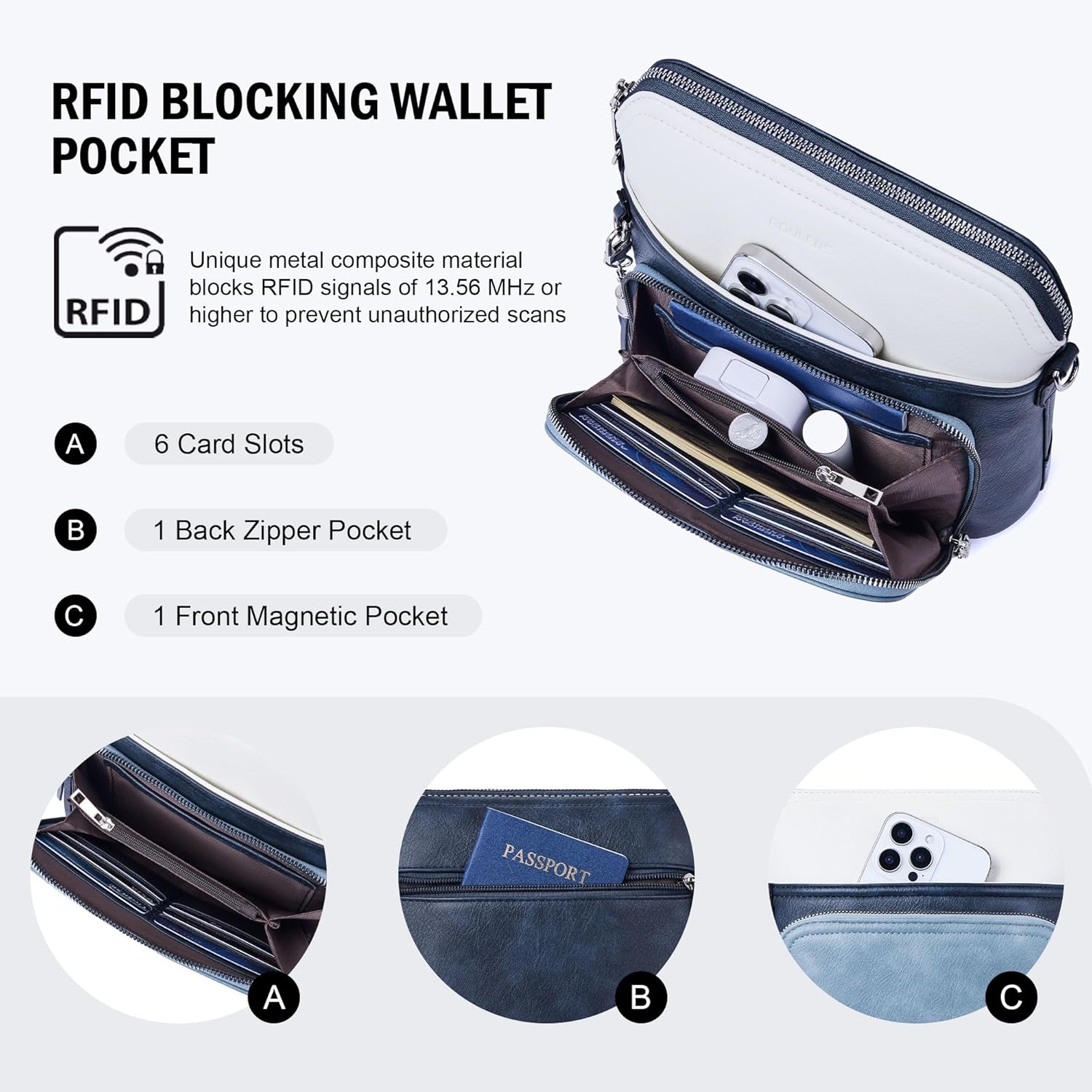 Roulens Crossbody Purse for Women Vegan Leather Medium Crossbody Wallet Bag for Travel Women Shoulder Handbags with Tassel