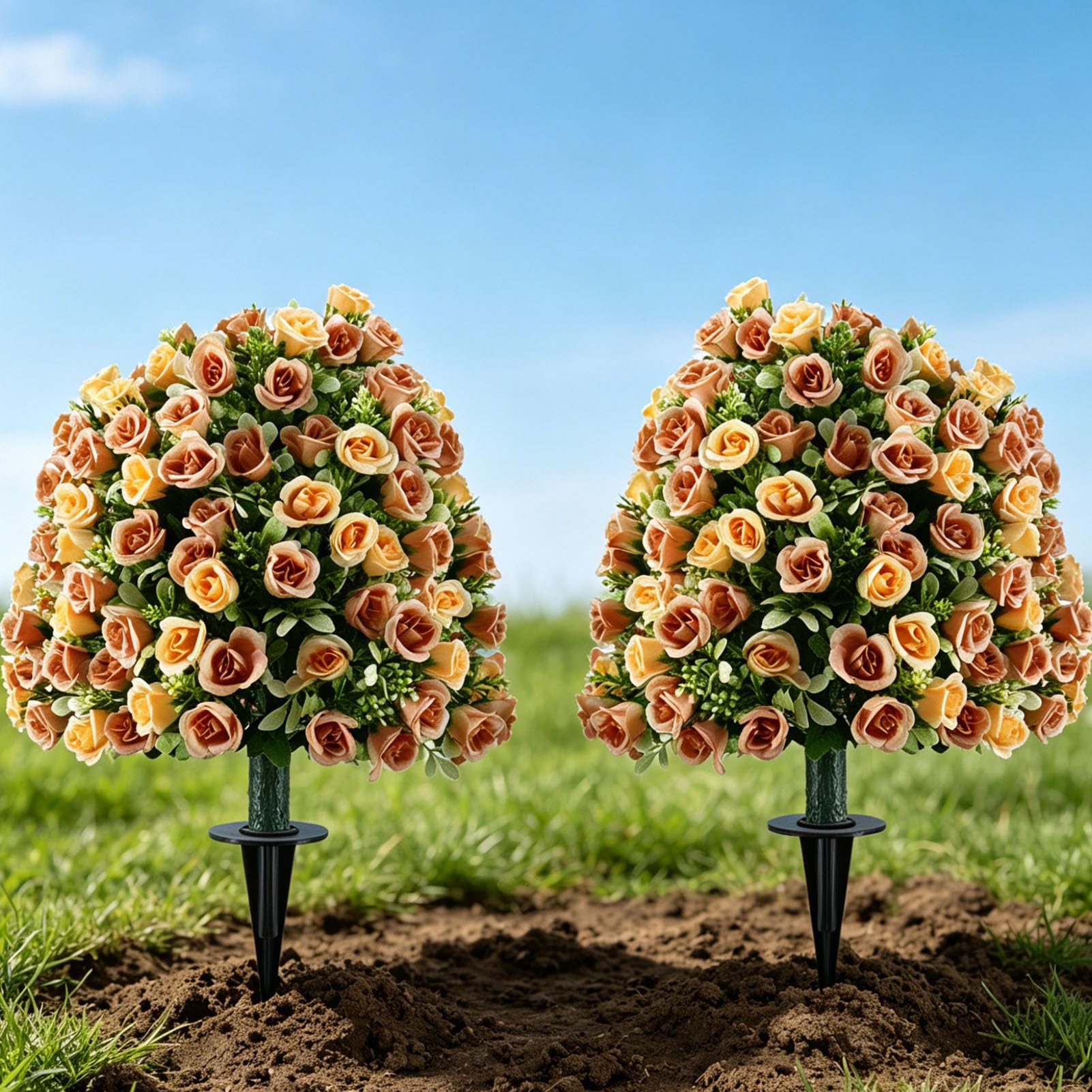 Zunate 2 szt. Sztuczna Róża Topiary Drzewo Kulkowe 23,6 Cala Fałszywy Wiecznie Zielony Krzew z Kolcem Naziemnym, Odporna na Promieniowanie UV Sztuczna Roślina Topiary na Zewnątrz Weranda Ogród Patio
