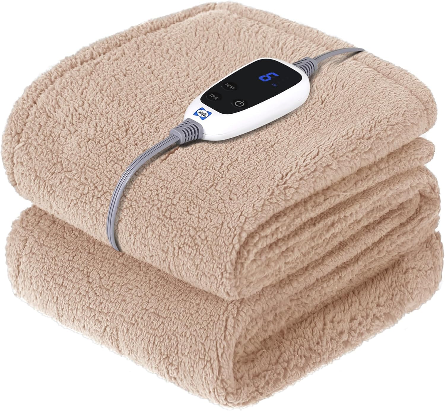 SEALY Electric Blanket Heated Throw 50"x60" Soft Double Sherpa Super Cozy with 6