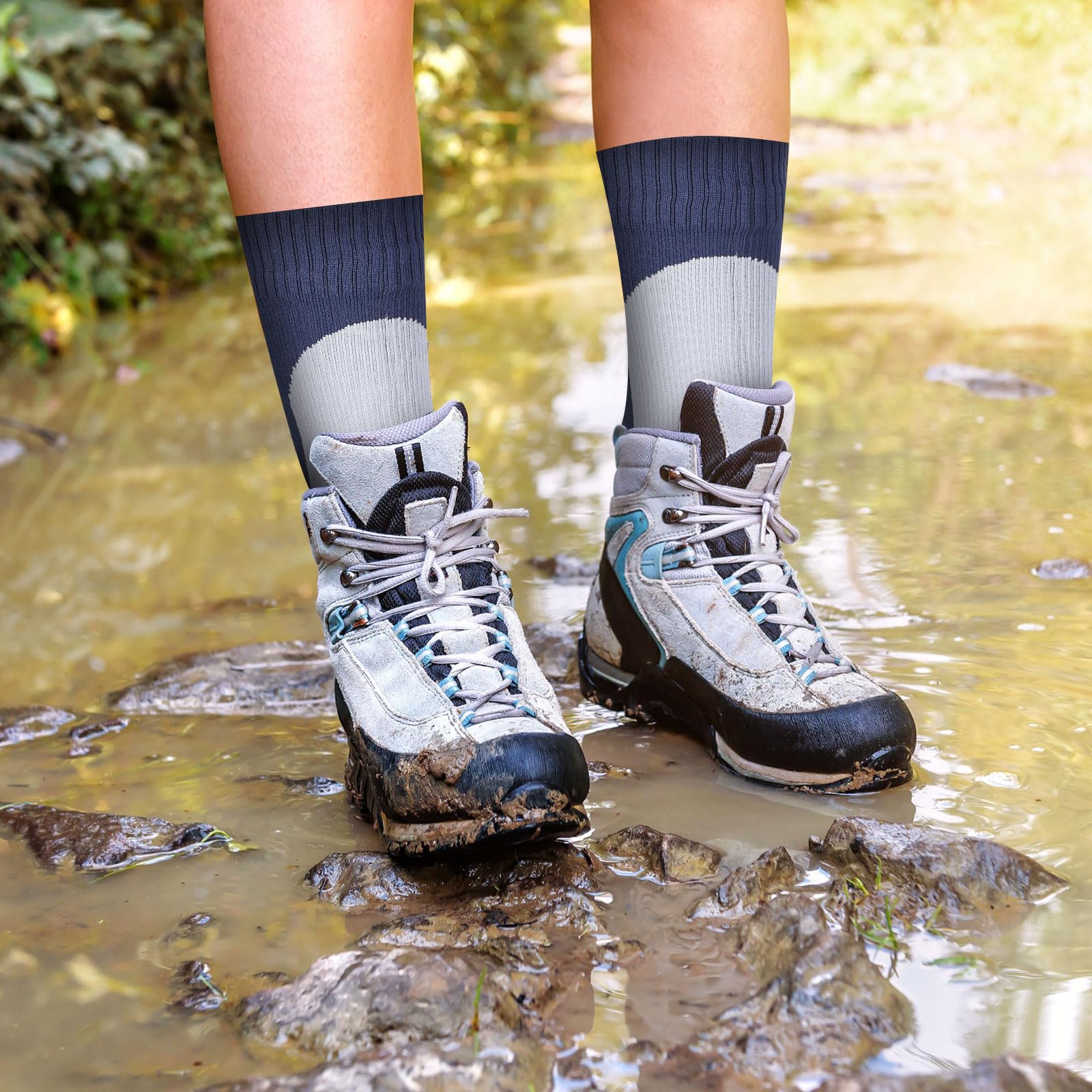 Jiuguva 4 pares de calcetines impermeables para hombre, transpirables, para senderismo, vadeo, ciclismo, vadeo, correr, calcetines