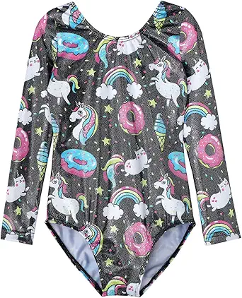 HOZIY Gymnastics Leotards for Girls Unicorn Pink Purple Sparkly Dancewear Activewear Quick Dry