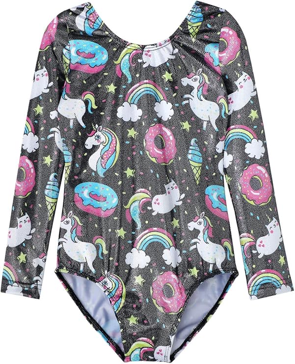 HOZIY Gymnastics Leotards for Girls Unicorn Pink Purple Sparkly Dancewear Activewear Quick Dry