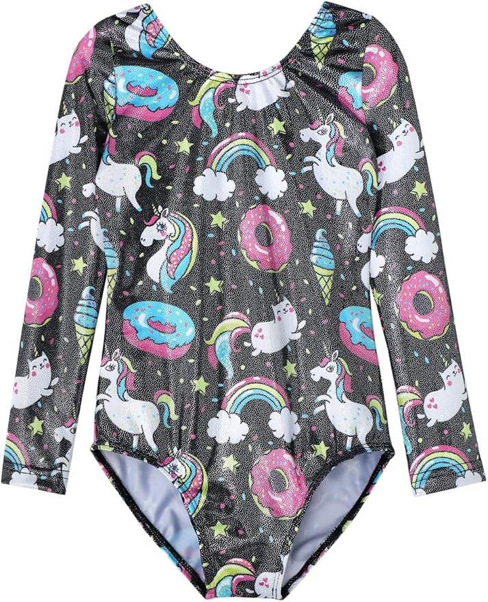 HOZIY Gymnastics Leotards for Girls Unicorn Pink Purple Sparkly Dancewear Activewear Quick Dry
