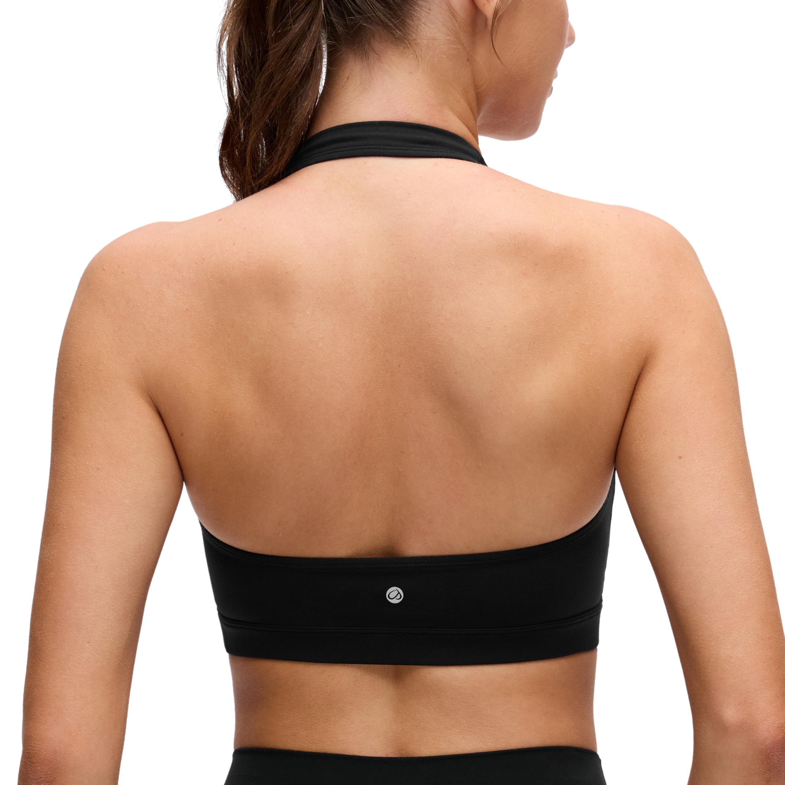 CRZ YOGA Butterluxe Halter Sports Bras for Women - Scoop Neck Padded Open Back Yoga Crop Gym Tops Low Impact